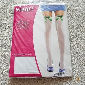 Mustache thigh high tights